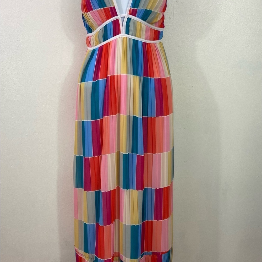Fate Rainbow Multicolored Maxi Dress
S Deep Vneck Cocktail New Imperfections - Picture 2 of 14